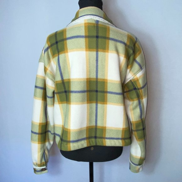 HELIUM London Olive Plaid Fleece Flannel Jacket Shacket Size Large - Picture 4 of 6